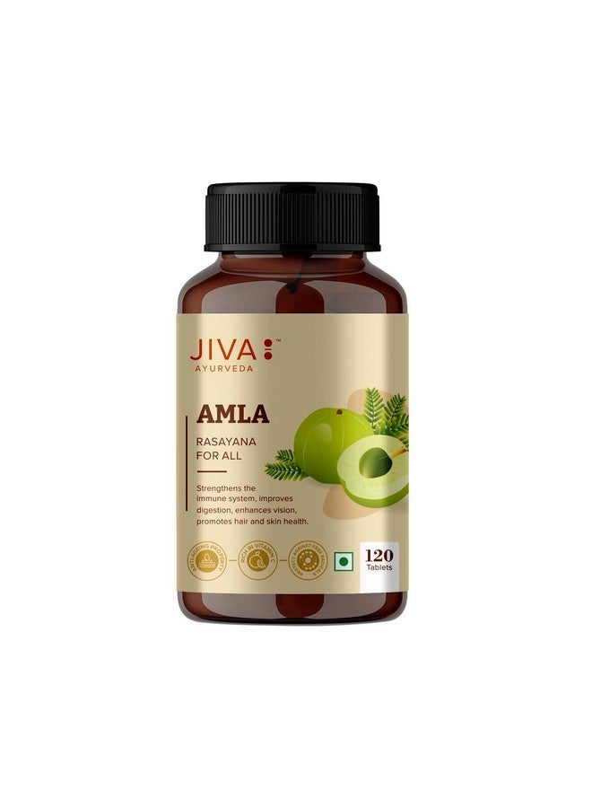 Jiva Amla Tablets 500mg 120 Tablets+Free 60 Triphala Tablets | 100% Ayurvedic Tablets, Rich In Vitamin C | Boosts Immunity & Improves Digestion | Improves Eyesight & Skin Health (Pack Of 4+1) - Image 2
