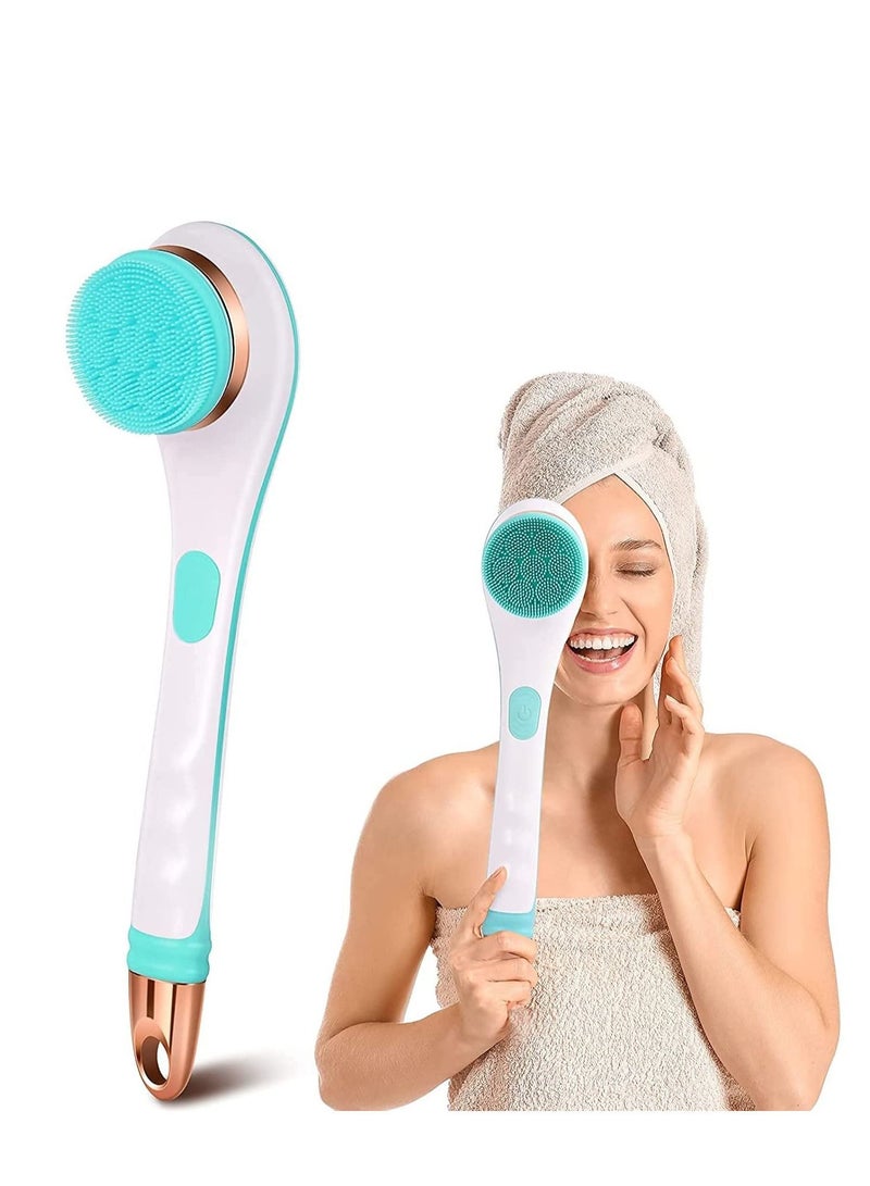 فرشاة الجسم الكهربائية ، الدش مع مقبض طويل فرك الظهر 4 رؤساء دوارة الناقل التسلسلي العام سيليكون القابلة لإعادة الشحن - Image 1