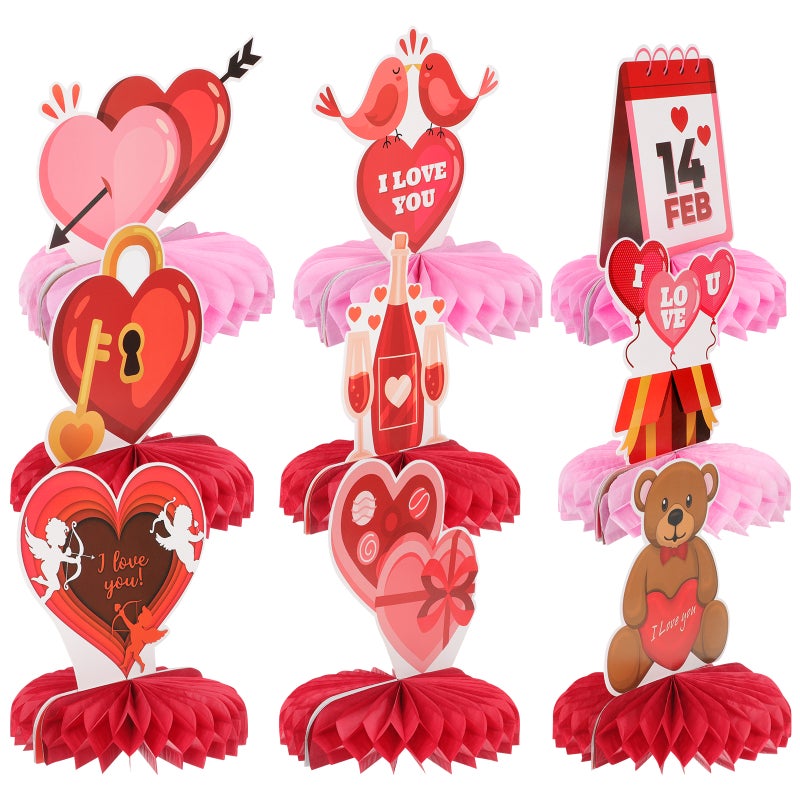 Valentine'S Day Decor 9Pcs For Home Desktop Adornments Featuring Honeycomb Ball 18X16Cm Decorative - Image 1