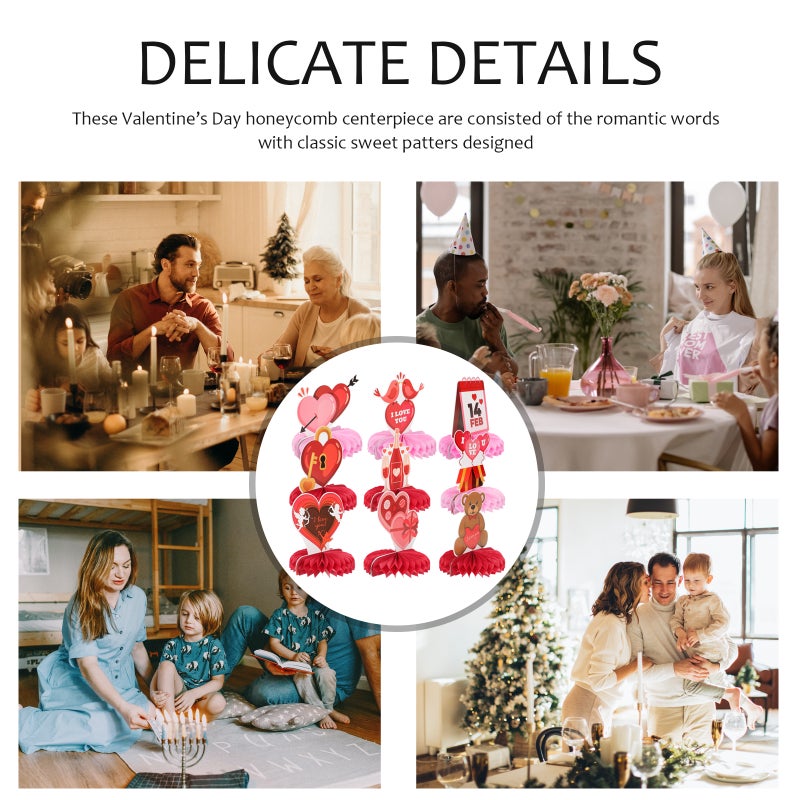 Valentine'S Day Decor 9Pcs For Home Desktop Adornments Featuring Honeycomb Ball 18X16Cm Decorative - Image 5