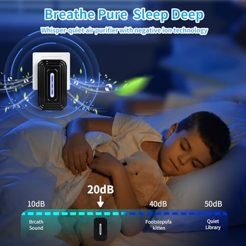 PVACG 2 Pack 2026 Upgraded Plug in Air Ionizers for Home,Ionic Air Purifier for Home Office Bedroom Bathroom Living Room Quiet and Portable Air Freshener for Bedroom(2,Black) - Image 4