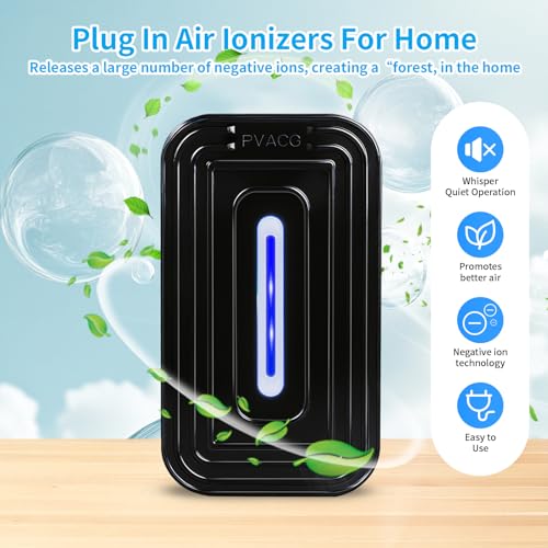PVACG 2 Pack 2026 Upgraded Plug in Air Ionizers for Home,Ionic Air Purifier for Home Office Bedroom Bathroom Living Room Quiet and Portable Air Freshener for Bedroom(2,Black) - Image 2