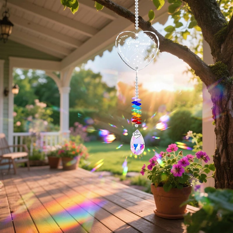 Hoemwarm Best Friend Birthday Gifts Bestie Gifts Crystal Suncatcher for Women Unique BFF Soul Sisters Hanging Crystal Heart Sun Catcher Ornament Gift for Windows Hanging Decoration - Image 5