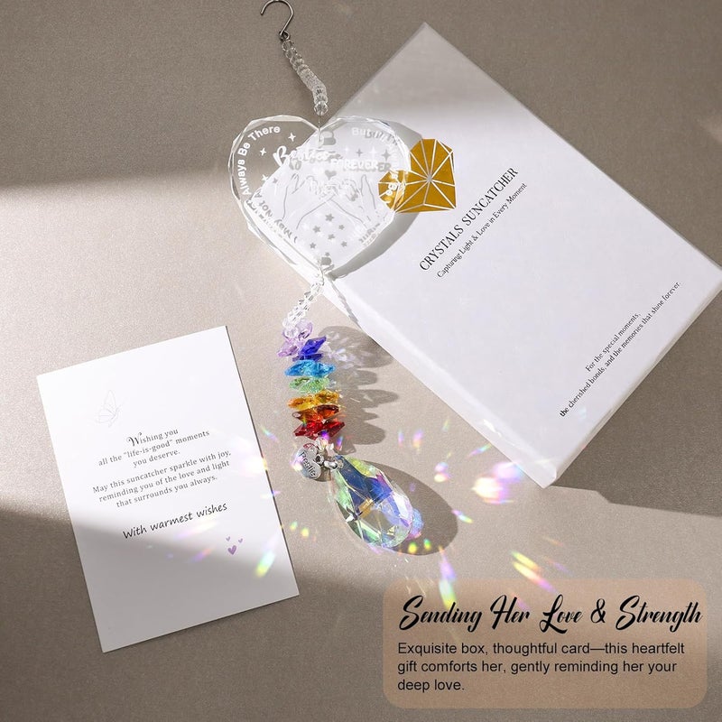 Hoemwarm Best Friend Birthday Gifts Bestie Gifts Crystal Suncatcher for Women Unique BFF Soul Sisters Hanging Crystal Heart Sun Catcher Ornament Gift for Windows Hanging Decoration - Image 4