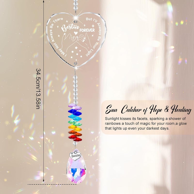 Hoemwarm Best Friend Birthday Gifts Bestie Gifts Crystal Suncatcher for Women Unique BFF Soul Sisters Hanging Crystal Heart Sun Catcher Ornament Gift for Windows Hanging Decoration - Image 2