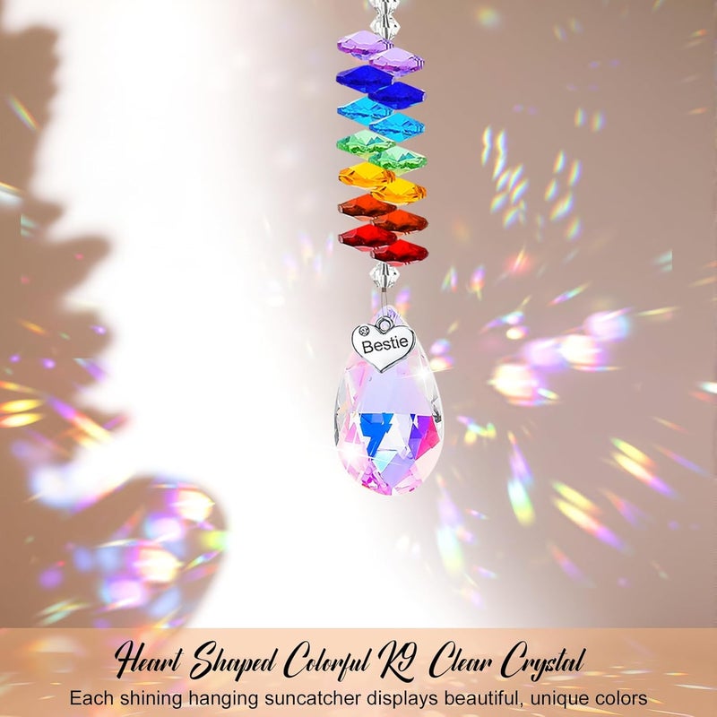 Hoemwarm Best Friend Birthday Gifts Bestie Gifts Crystal Suncatcher for Women Unique BFF Soul Sisters Hanging Crystal Heart Sun Catcher Ornament Gift for Windows Hanging Decoration - Image 3