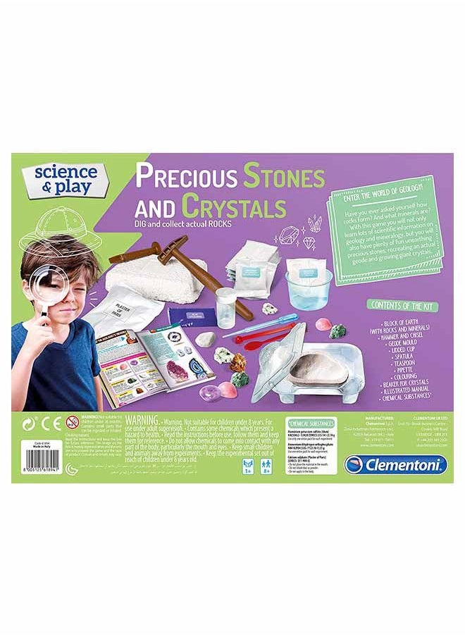 Clementoni educational game for children, gem and crystal set, teaching the secrets of mineralogy and crystals