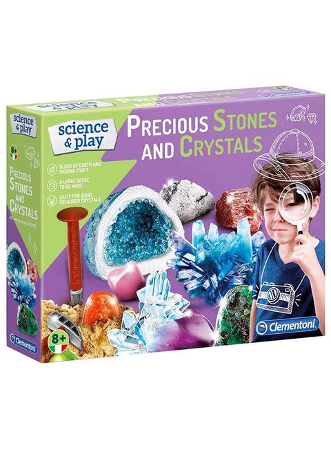 Clementoni educational game for children, gem and crystal set, teaching the secrets of mineralogy and crystals