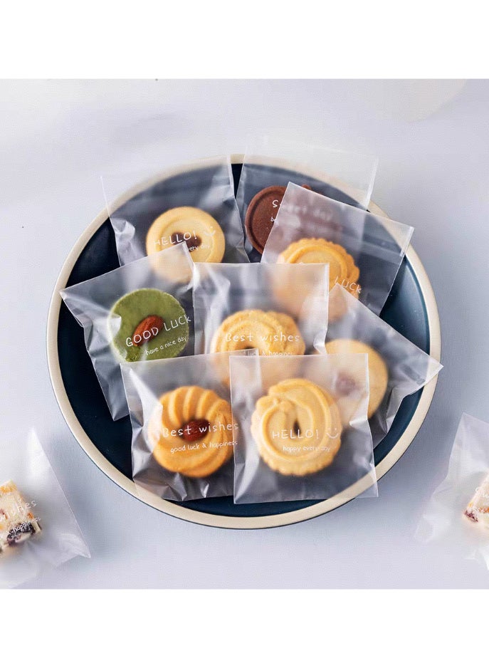 Kawkab 100 Self-Sealing Fortune Cookie Bags, Resealable Cookie Snack Cellophane Bags, Plastic Bags for Baking Cookies and Candies (7.5x7.5 cm) - Image 1