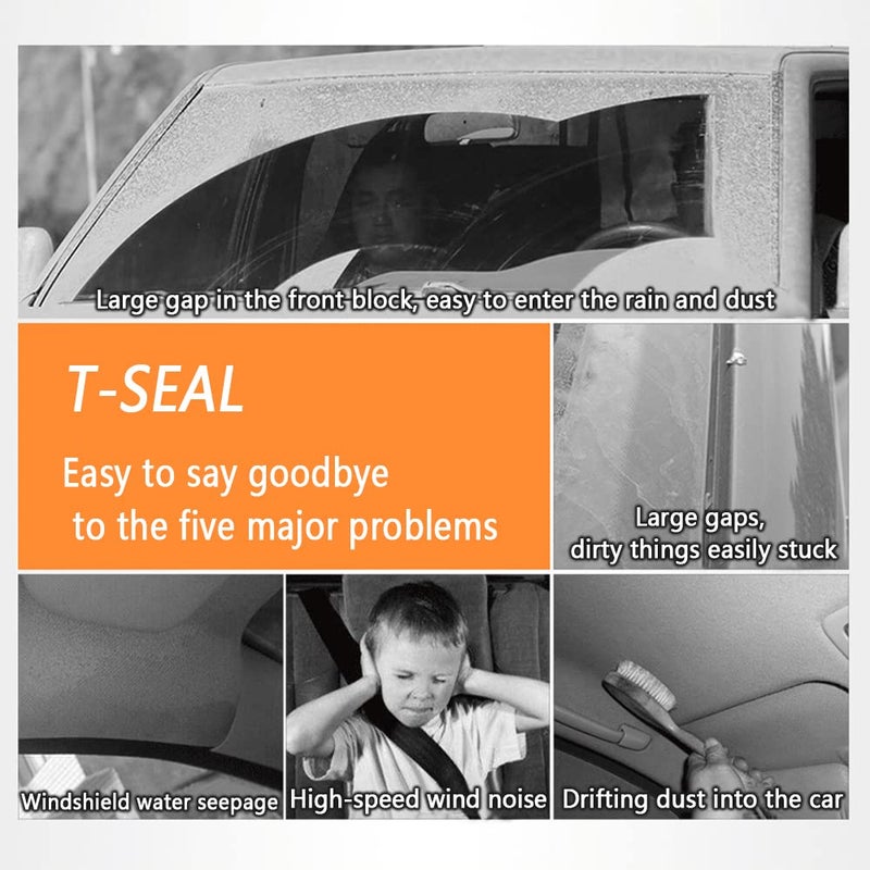 Turcee 16.4ft / 5M Cuttable T-Car Sunroof Cover Seal Rubber Trim,Dust Proof&Weather Stripping for Windshield,Tailgate Adhesive Rubber Seal Strip - Image 3