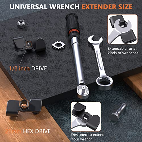 Anblak Wrench Extender for 1/2 Inch Drive Breaker Bars/21 mm Hex Drive, Universal Wrench Extension Tool Adaptor for Cheater Bar, Extend Wrenches Tool to Leverage over Stubborn Nuts，Bolts - Image 2