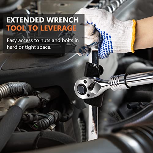 Anblak Wrench Extender for 1/2 Inch Drive Breaker Bars/21 mm Hex Drive, Universal Wrench Extension Tool Adaptor for Cheater Bar, Extend Wrenches Tool to Leverage over Stubborn Nuts，Bolts - Image 5