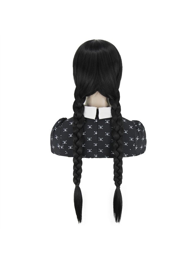 Juziviee باروكة Wednesday Addams للنساء والفتيات، باروكة طويلة سوداء مضفرة لزي Wednesday Addams للفتيات، باروكة ناعمة لطيفة مع غطاء شعر مستعار Jz025Bk - Image 3