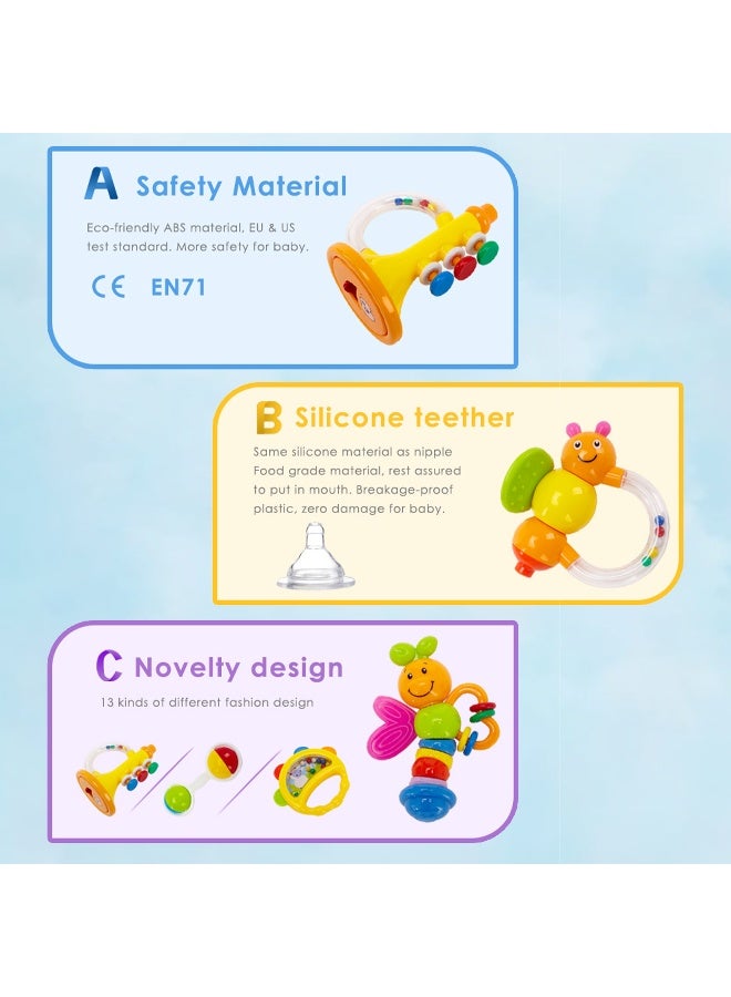 COGNIKIDS لعبة رَجَّة عضاضة للأطفال | كرة عضاضة ناعمة من السيليكون خالية من BPA مع حلقات للقبض | لعبة حسية من الدرجة الغذائية للرضع وحديثي الولادة 0+ أشهر - Image 4