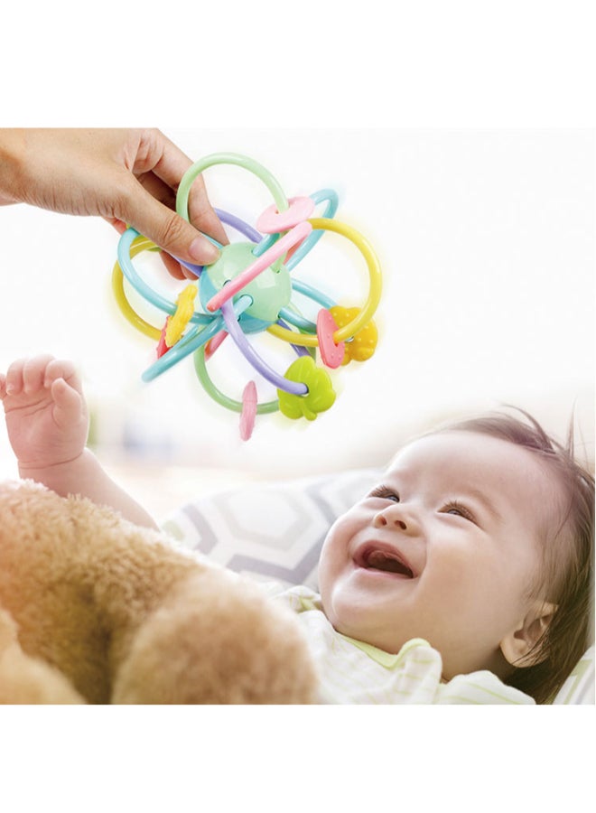 COGNIKIDS لعبة رَجَّة عضاضة للأطفال | كرة عضاضة ناعمة من السيليكون خالية من BPA مع حلقات للقبض | لعبة حسية من الدرجة الغذائية للرضع وحديثي الولادة 0+ أشهر - Image 3