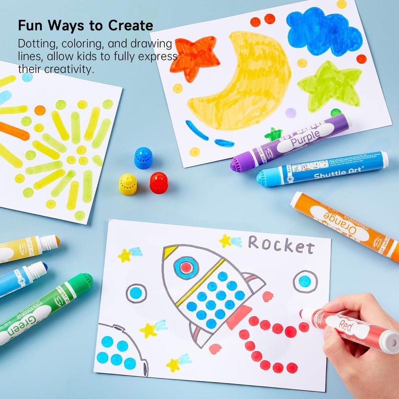 Shuttle Art Dot Markers, 10 Colors Washable Markers for Toddlers,Bingo Daubers Supplies Kids Preschool Children, Non Toxic Water-Based - Image 4