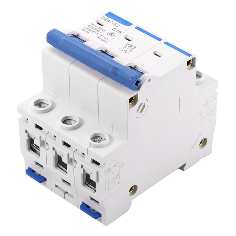 AC 400V 6/10/16/20A 3 Pole Miniature Circuit Breaker MCB Safety Breaker DZ47-63 (16A) - Image 4