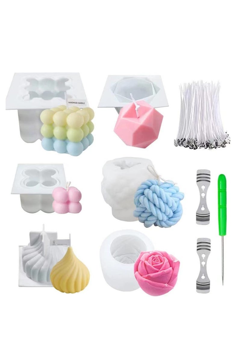 HOMESTAR 6PCS Candle Moulds for Pouring Candles, DIY Set Candles Mould with Candle Wicks, Stitch Needle & Wick Holders for DIY Aromatherapy Candles Making Supplies - Image 1