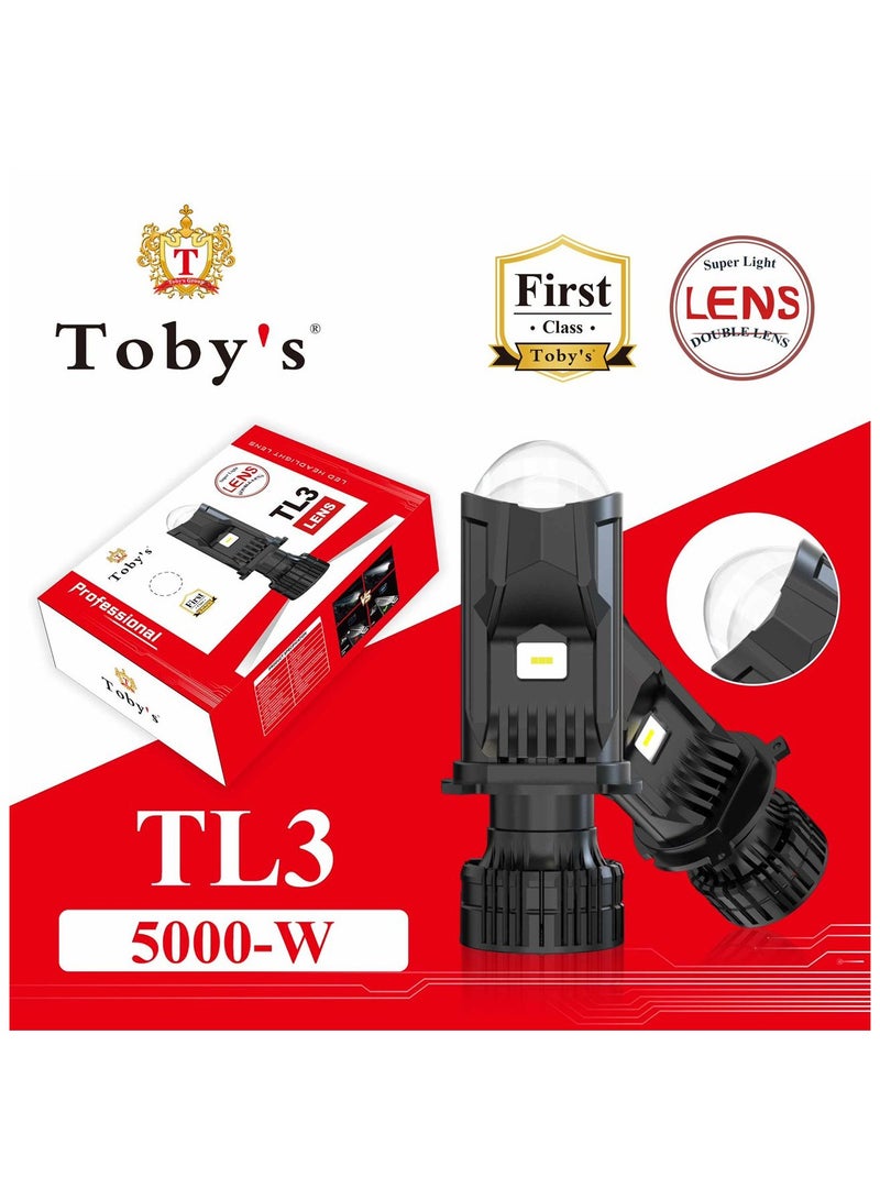 Toby's Toby's New TL3-H11 LED Mini Projector Dual Lens Headlight Bulb, Adjustable Beam (High & Low) with Cooling Temperature 6500K White Light 