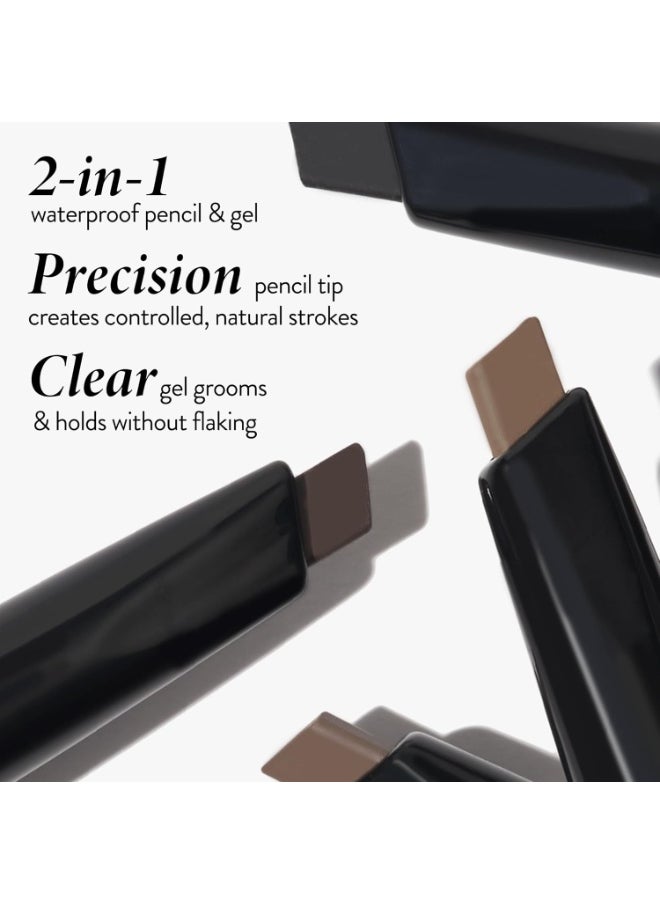 LAURA GELLER NEW YORK LAURA GELLER NEW YORK Sculpt-n-Stay Waterproof Brow Pencil & Clear Gel - Dark Brown - Eyebrow Definer - Long-Wearing Color  - Image 2
