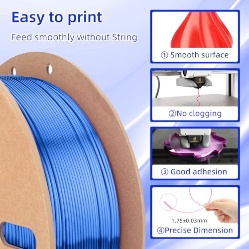 3DHoJor Silk PLA Filament 1.75mm, PLA Filament 1.75mm Silk Shiny 3D Printer Filament, 1kg Cardboard Spool (2.2lbs), Dimensional Accuracy +/- 0.03 mm, Fit Most FDM Printer（Pink） - Image 3