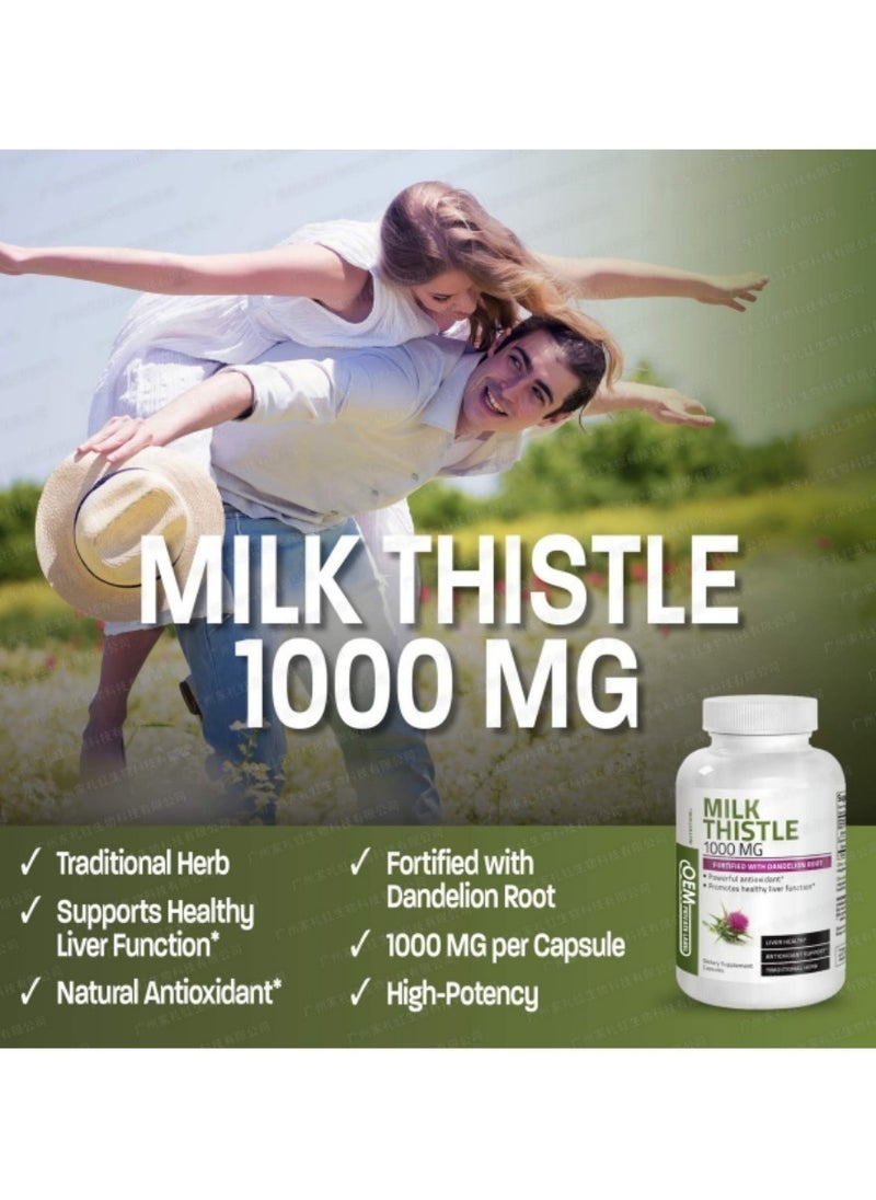 Milk - Silymarin Milk Thistle Extract 1000mg 120 Veg Capsules - Image 1
