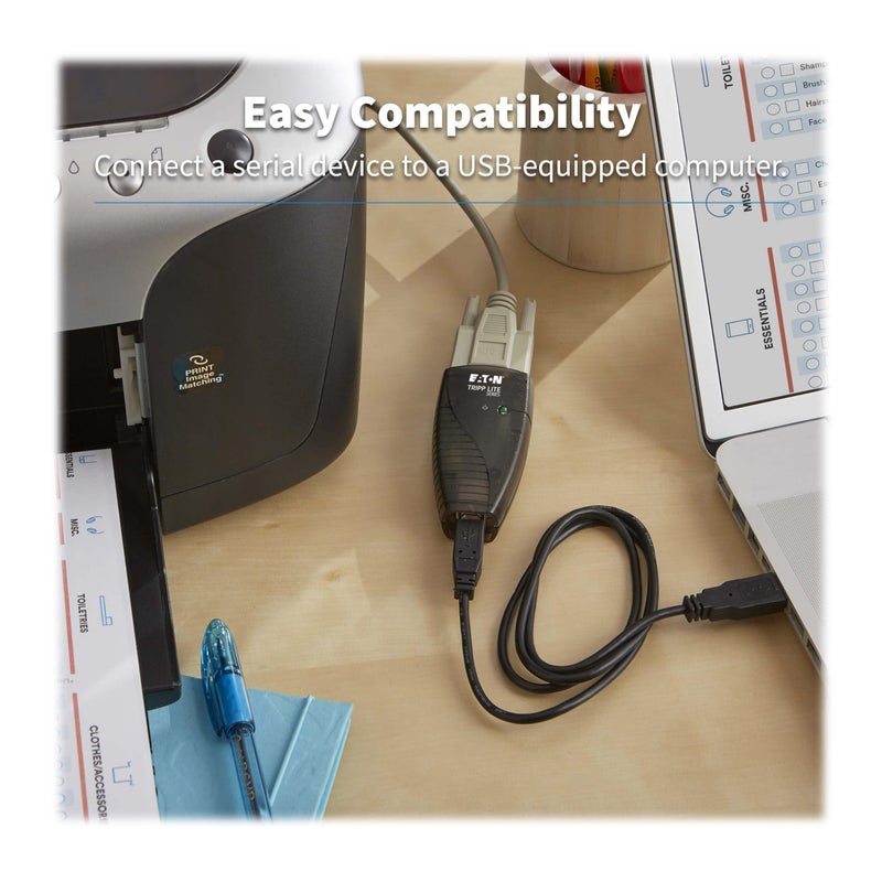 Tripp Lite محول USB إلى تسلسلي عالي السرعة من Tripp Lite Keyspan، للكمبيوتر الشخصي وماك، USB-A إلى DB9 RS232 ذكر، كابل بطول 3 أقدام / 0.91 متر، ضمان لمدة 3 سنوات (USA-19HS) - Image 2