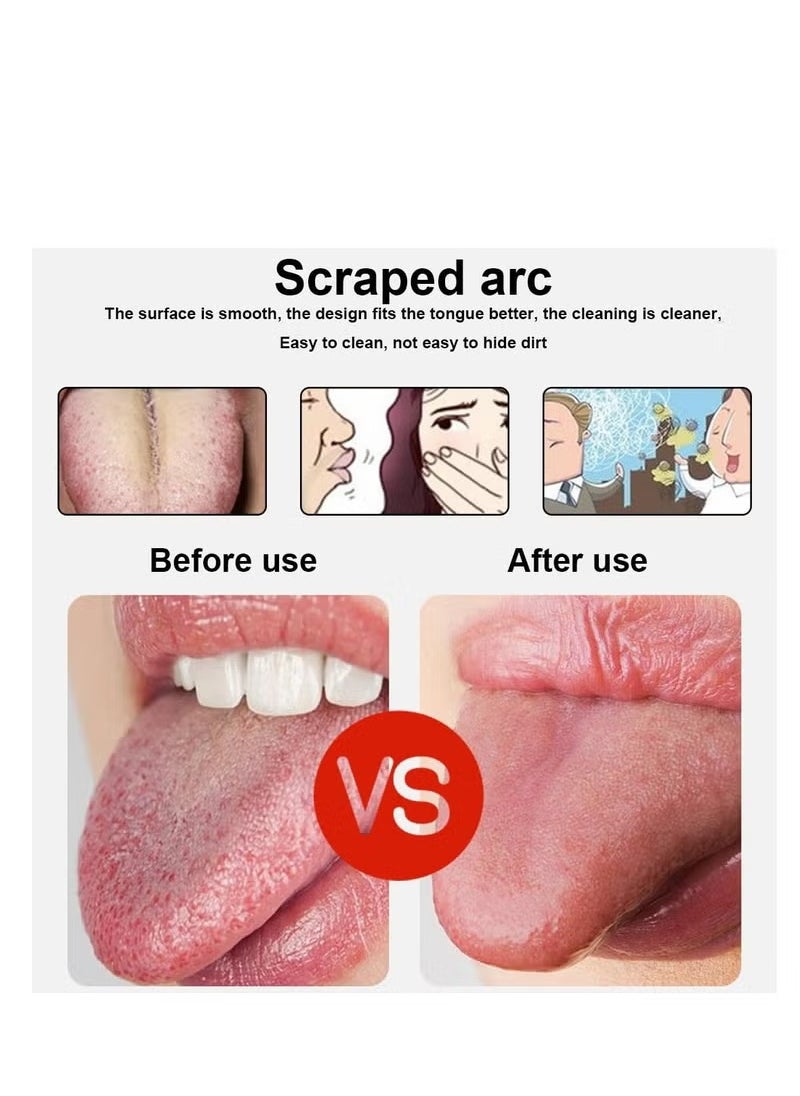 T NEWFUN Tongue Scraper For Adults,4 pc Stainless Steel For Oral Care, Reduce Bad Breath, With Metal Storage  - Image 2