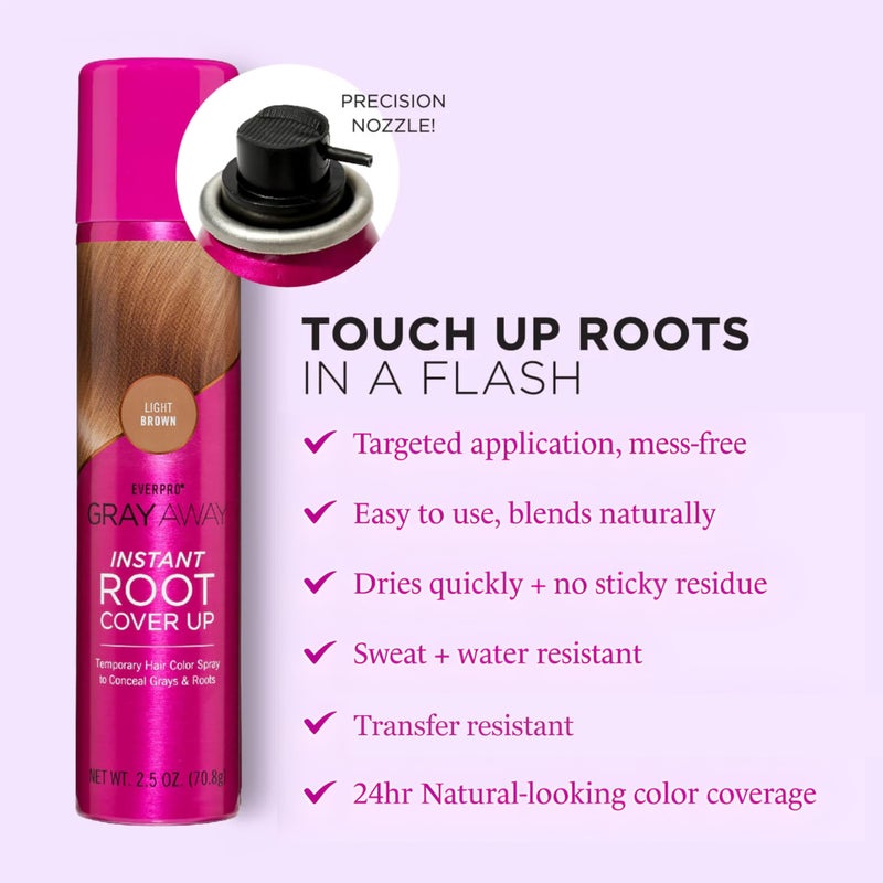 EVERPRO Gray Away Instant Root Cover Up Spray 2.5oz - Light Brown - Image 4