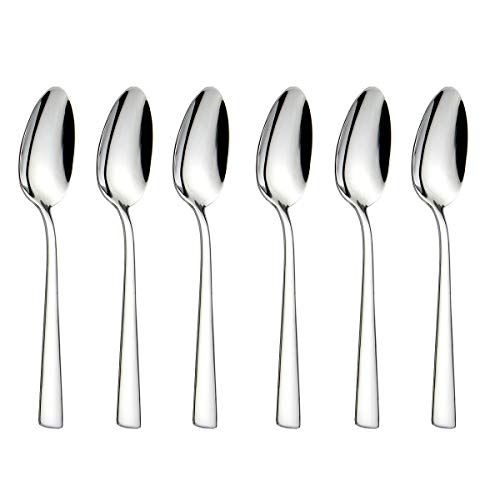 HISSF 6-Pieces Teaspoons Set Stainless Steel 18/0 Tea Spoons, 6.29 Inches For Home, Kitchen Restaurant, square handle - Image 1