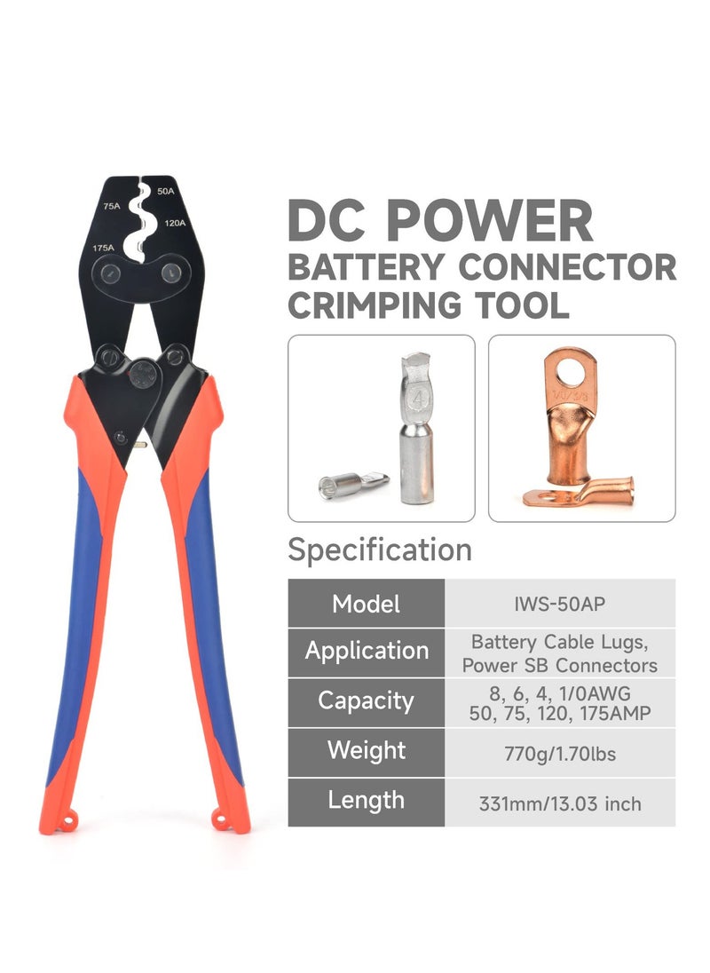 Excefore Battery Cable Crimping Tool for Power 50A & 75A Connectors, Anderson SB50 SB120 SB175 Connectors, AWG 8-1/0 Battery Cable Lugs - Professional Grade Crimper for Secure Power Connections  - Image 2