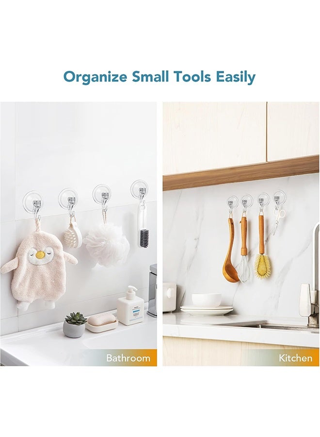 Clear Suction Cup Hooks 4 Pack Plastic Heavy Duty Waterproof Vacuum Sucker Hangers Removable Plastic Hook Cup for Kitchen Bathroom Door Window - Image 4