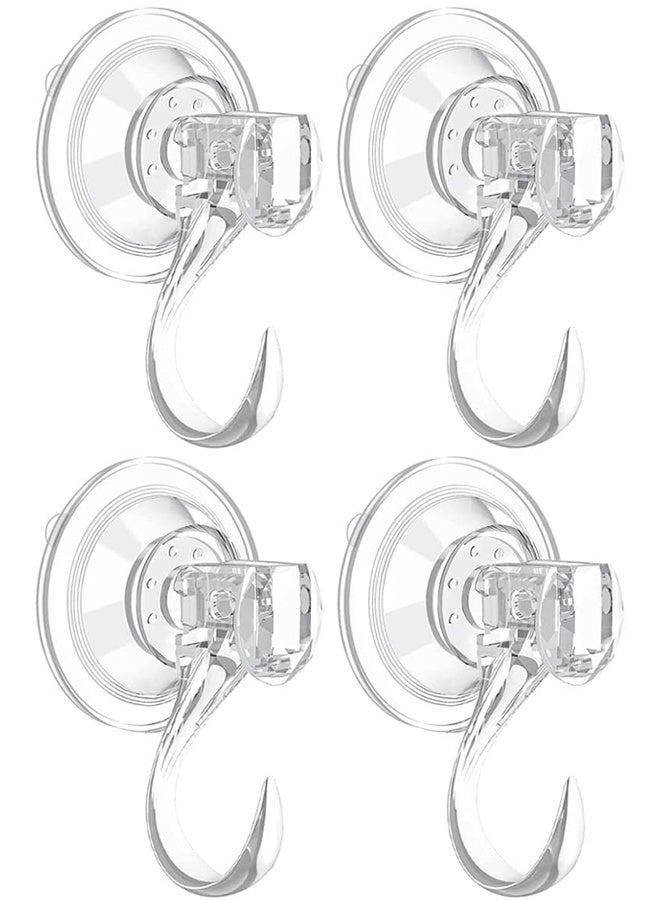 Clear Suction Cup Hooks 4 Pack Plastic Heavy Duty Waterproof Vacuum Sucker Hangers Removable Plastic Hook Cup for Kitchen Bathroom Door Window - Image 1