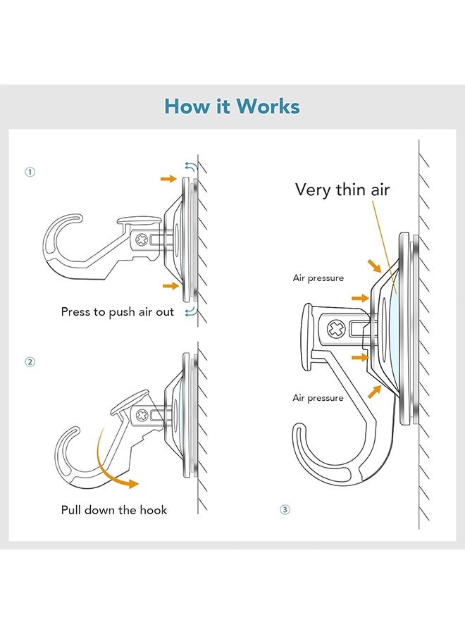 Clear Suction Cup Hooks 4 Pack Plastic Heavy Duty Waterproof Vacuum Sucker Hangers Removable Plastic Hook Cup for Kitchen Bathroom Door Window - Image 2