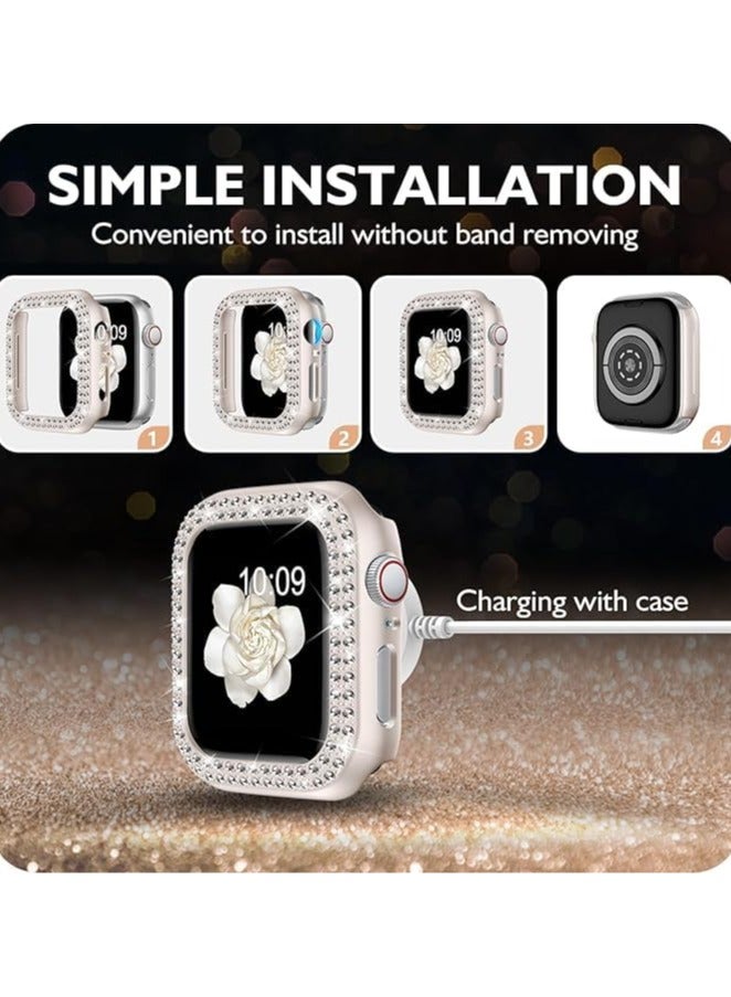 متوافق مع ساعة Apple Watch النسائية مقاس 38 مم، غطاء حماية لامع لسلسلة iWatch 10 9 8 7 6 / SE 5 4 3 2 1 Ultra [بدون واقي شاشة] (38 مم، Starlight) - Image 3