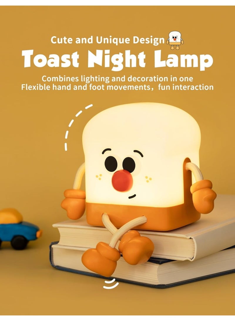 Y&D Toast Night Light for Kids Rechargeable Bedside Lamp Portable Night Lamps with Phone Holder Room Decor Sleep Nightlights for Bedroom Living Room Desk, Desk Lamp Gifts for Baby Teens Adults Table Lamp 1W - Image 3