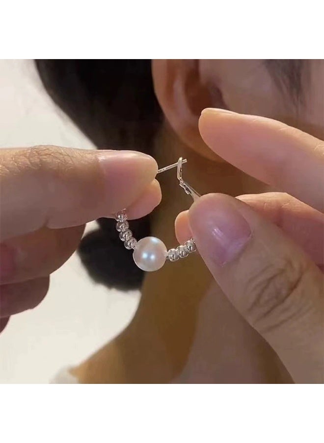 Goolsky S925 Sterling Silver Pearl Hoop Earrings for Women – Minimalist Luxury Small Circle Ear Jewelry - Image 4