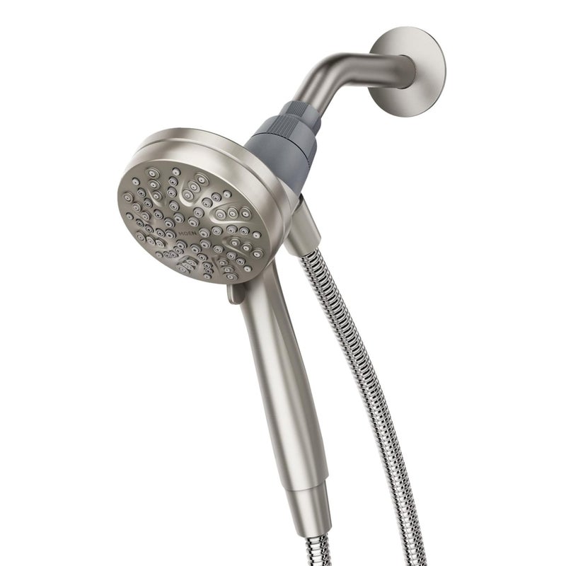 Moen Engage Magnetix Spot Resist Brushed Nickel 3.5-Inch Six-Function Detachable Handheld Showerhead with Magnetic Docking System, 26100SRN - Image 1