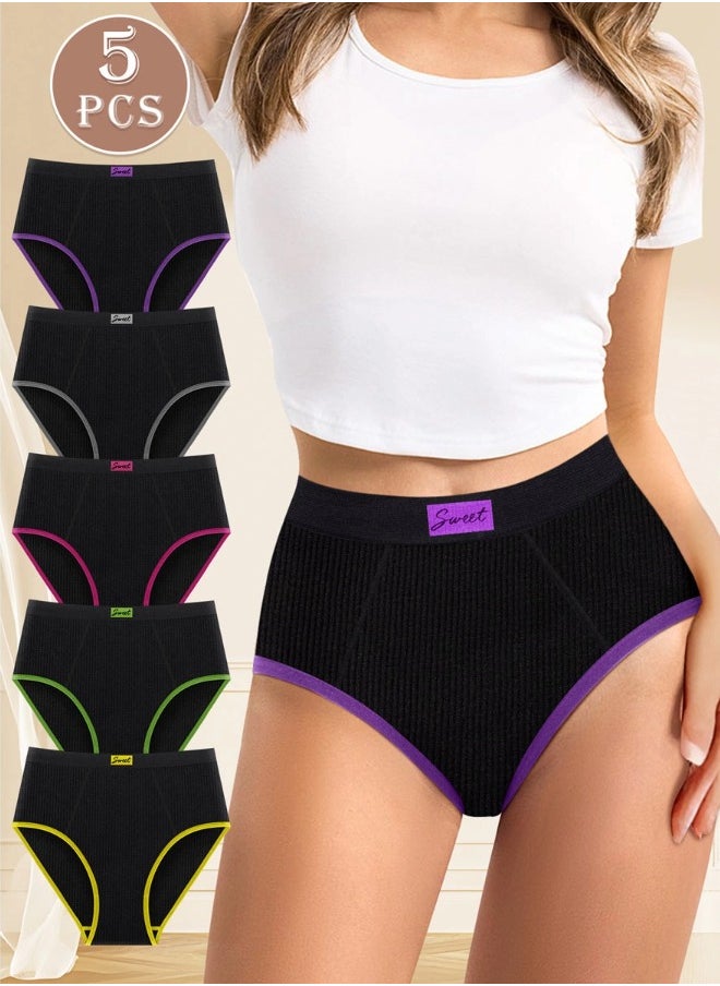 ShebSheb - 5-Pack Women's Pantie High Waisted High-Cut Stretch Briefs Comfy Cheeky Postpartum C Section Panties - Image 1