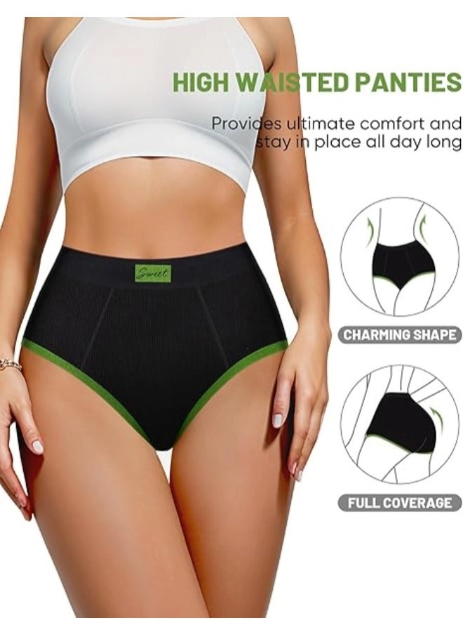 ShebSheb - 5-Pack Women's Pantie High Waisted High-Cut Stretch Briefs Comfy Cheeky Postpartum C Section Panties - Image 1