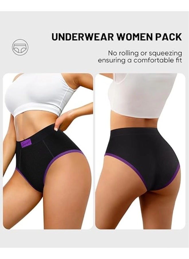 ShebSheb - 5-Pack Women's Pantie High Waisted High-Cut Stretch Briefs Comfy Cheeky Postpartum C Section Panties - Image 1