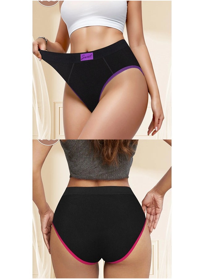 ShebSheb - 5-Pack Women's Pantie High Waisted High-Cut Stretch Briefs Comfy Cheeky Postpartum C Section Panties - Image 1