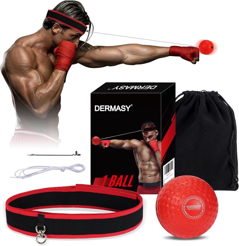 Dermasy Upgraded Boxing Reflex Ball, Boxing Training Ball with Headband Perfect for Reaction, Punching Speed, Fight Skill, Fitness, Newst Boxing Equipment - Image 1