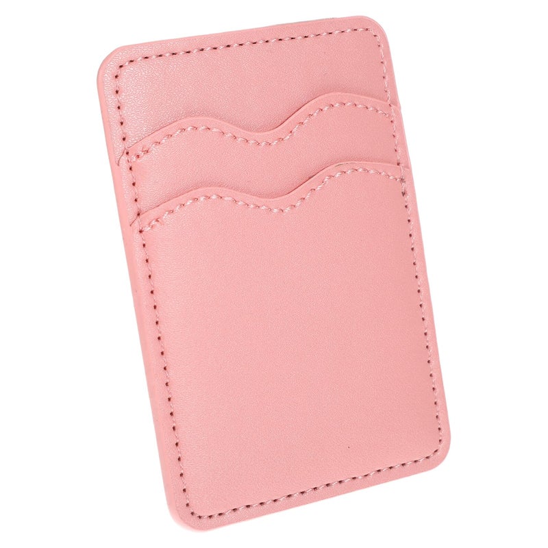 Pink Pu Leather Sticky Phone Wallet Card Holder Dual Slot for Women - Image 2