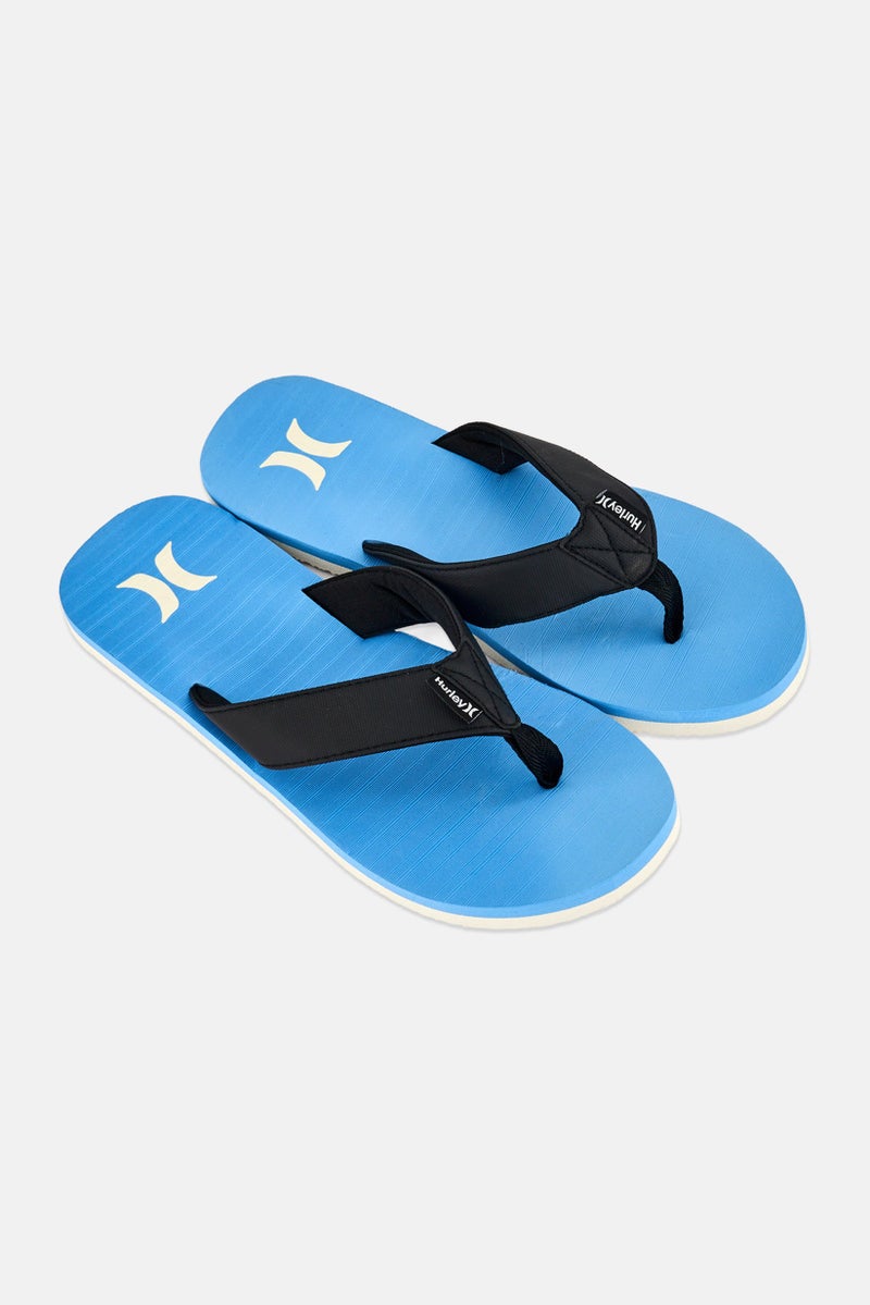Hurley Men Brand Logo Slip On Slippers, Blue - Image 2