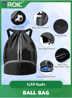 GROIC Soccer Bags, Football Backpack, Volleyball Bag, Drawstring Soccer Backpack with Ball and Shoe Compartment, Gym Bags for Men / Women, Football bags for Equipment  - Image 3