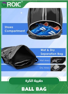 GROIC Soccer Bags, Football Backpack, Volleyball Bag, Drawstring Soccer Backpack with Ball and Shoe Compartment, Gym Bags for Men / Women, Football bags for Equipment  - Image 2