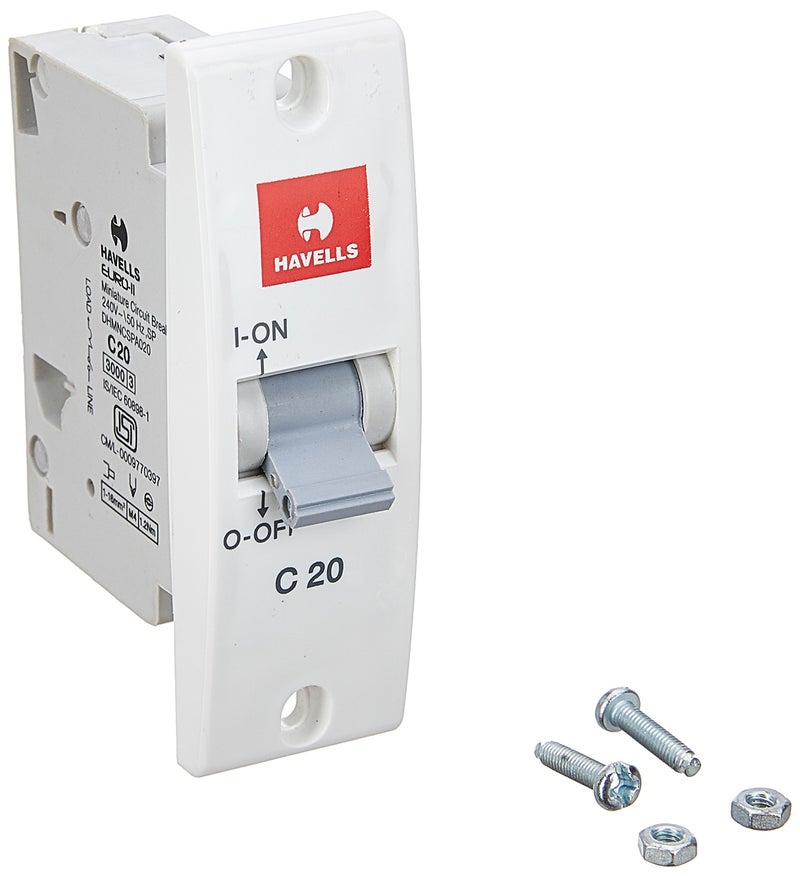 Havells DHMNCSPA020 PVC Plastic 20A SP C Mini MCB (White) - Image 2