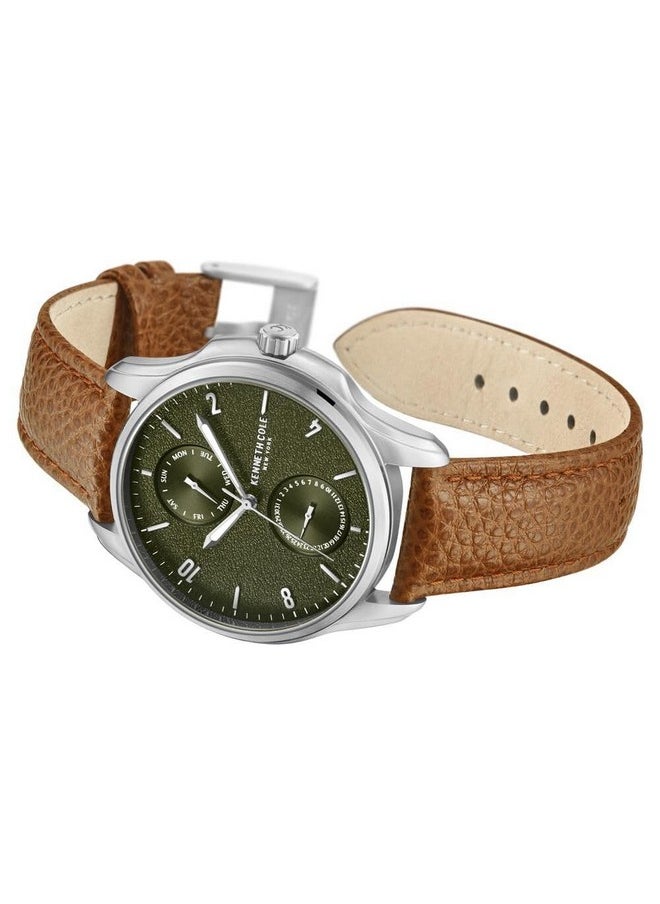 Kenneth Cole Kenneth Cole Quartz Multifunction Green dial Leather Strap Watch for Men-KCWGF0015902MN  - Image 3
