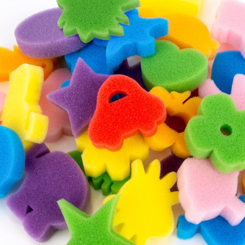 RAINFLOW 30PCS Sponge Painting Shapes Assorted Pattern Early Learning SpongeColorful DIY Painting Animal Number ShapesRandom Colors for Graffiti PaintCraft Supplies - Image 3